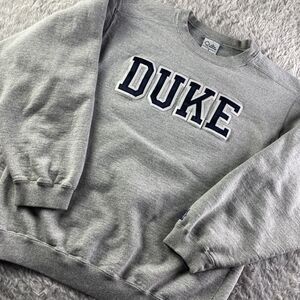 Duke Blue Devils Sweatshirt Mens Small Gray Blue White Crew Neck Stitch USA Made